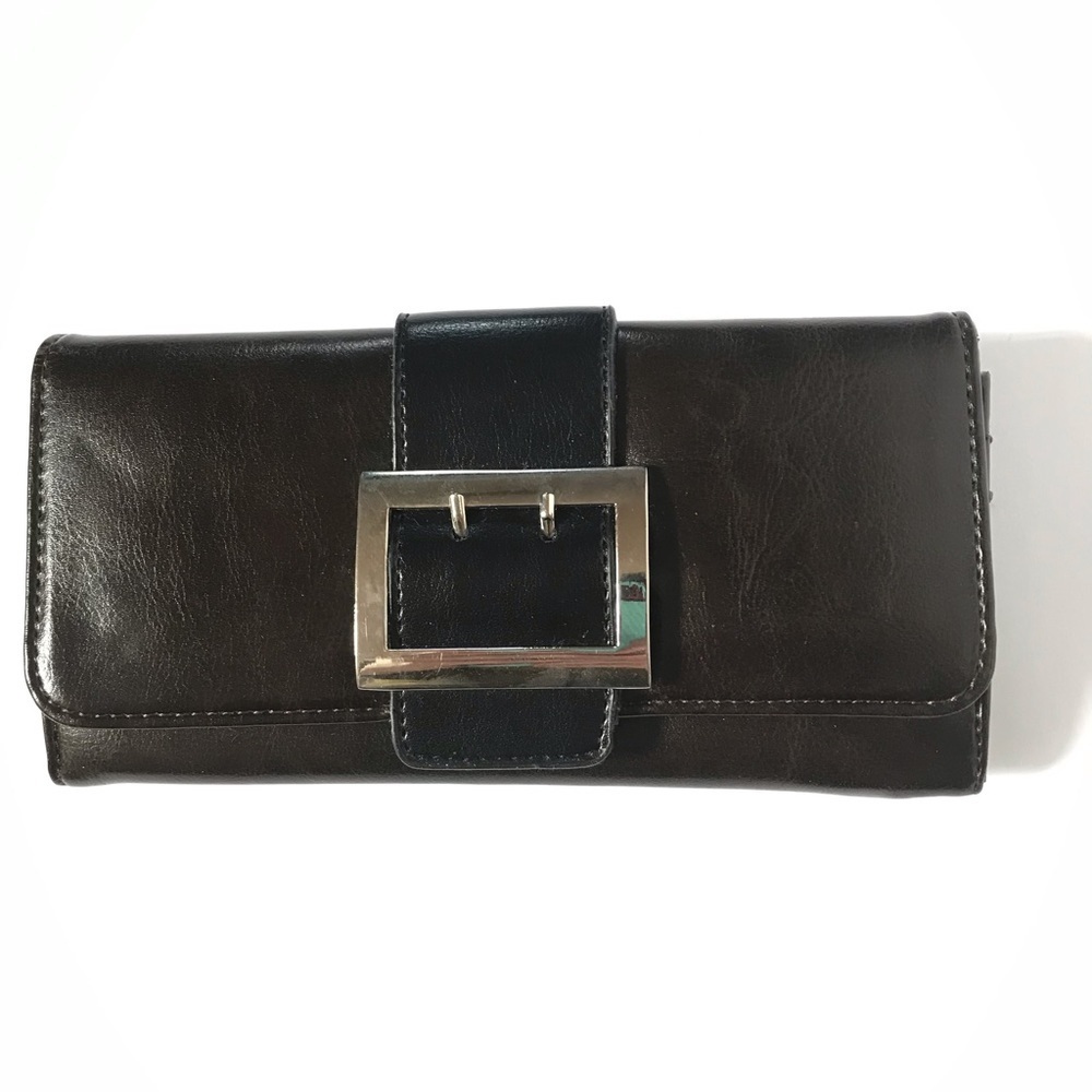 Dark Brown and Black Buckle Wallet NEW